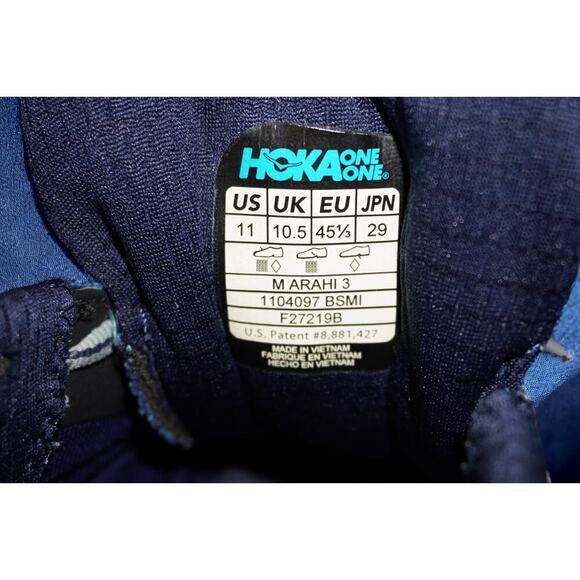 HOKA Arahi 3 Men’s Size 11 Blue Yellow Stability Running Shoes BSMI EU 45⅓ - Picture 3 of 13